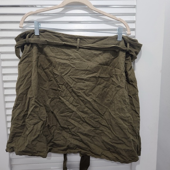 Shein Army Green Tie Waist Mini Skirt 4X - Picture 2 of 6